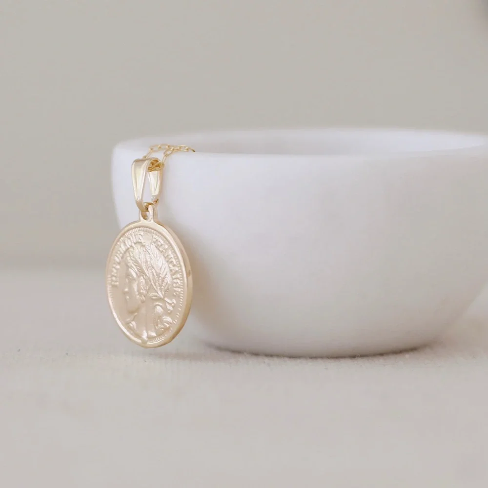 French Coin Necklace | 18k Gold Filled - Picture 7 of 10